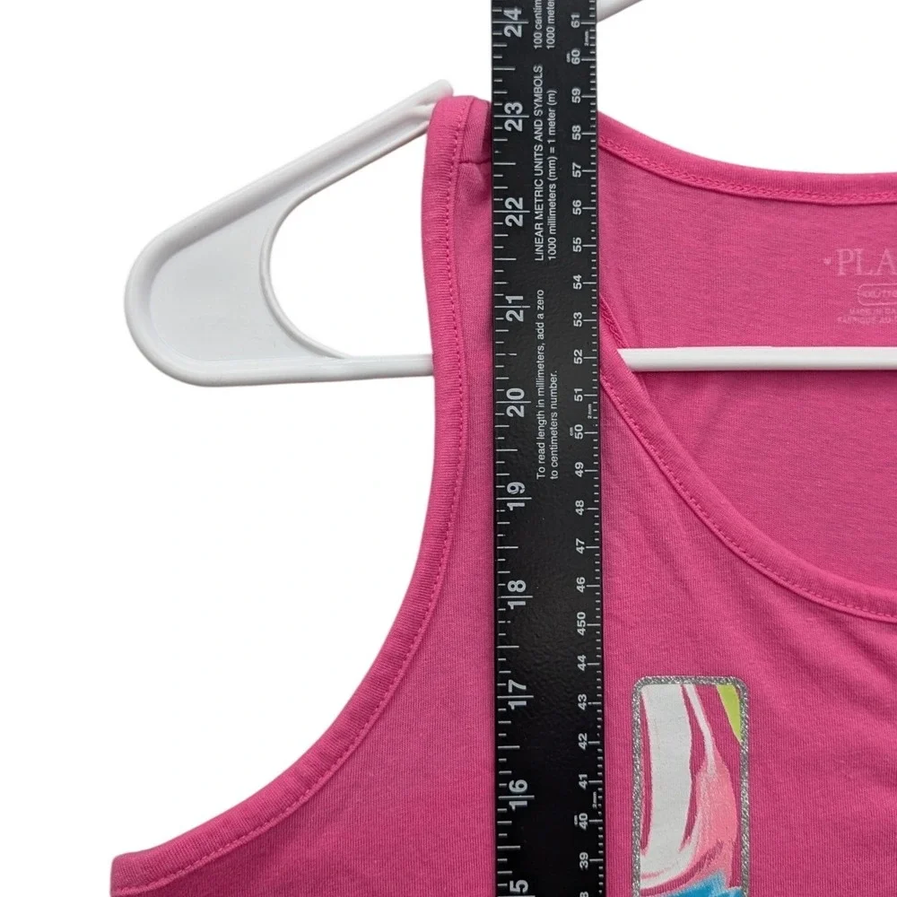 The Children's Place Tank Top Girls XXL 16 Neon Berry Cotton Blend Graphic
